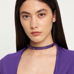 Versace Purple Choker Leather Necklace